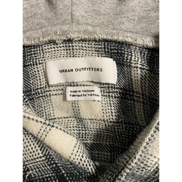 Urban Outfitters Y2K Plaid blue and white hooded shirt size large - Picture 7 of 8